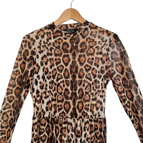 Dressed in LaLa More You Mesh Maxi Dress in Macro Leopard Sz Small NO SLIP - Picture 2 of 5